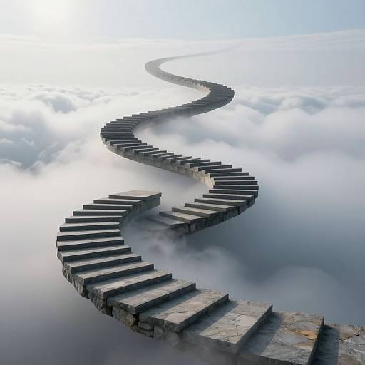 Misty Spiral Staircase to the Sky