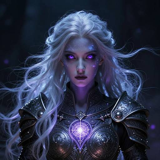 Void Elf Female Portrait with Cosmic Glow