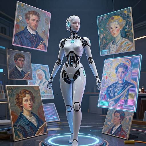 Cybernetic Muse in AI Art Studio