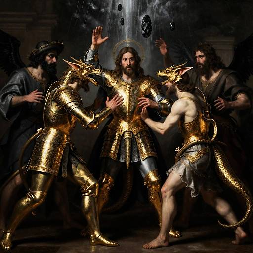 Jesus Defeating Necromancers in Baroque Style