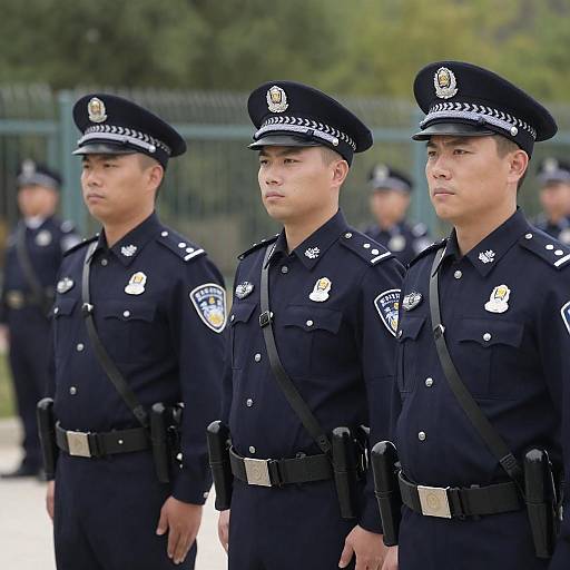 Three Police Officers in Uniform Photograph
