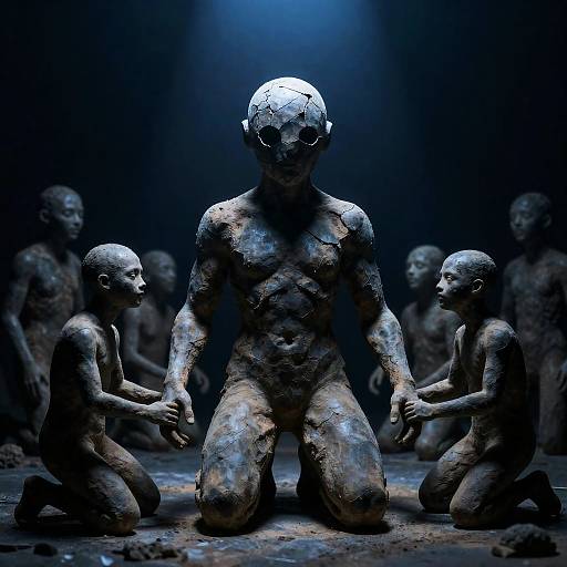 Surreal Dark Sculpture of Deformed Figures