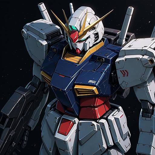 Illustration of Gundam mk ii, gundam in the style of Mizuki (flowerlanguage)