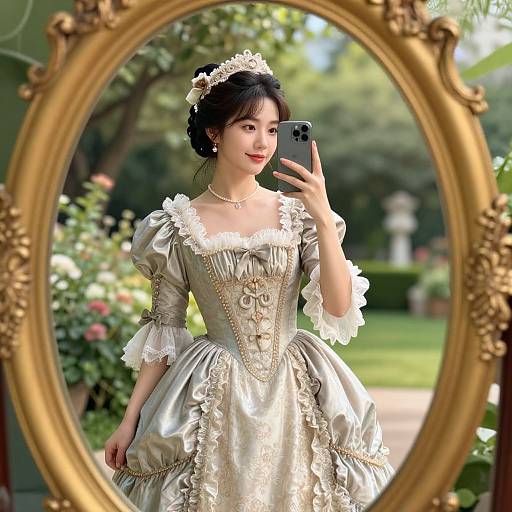 Vintage Elegance Meets Modern Selfie