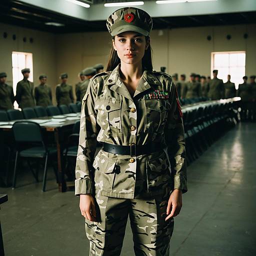 Woman in Khaki Military Uniform
