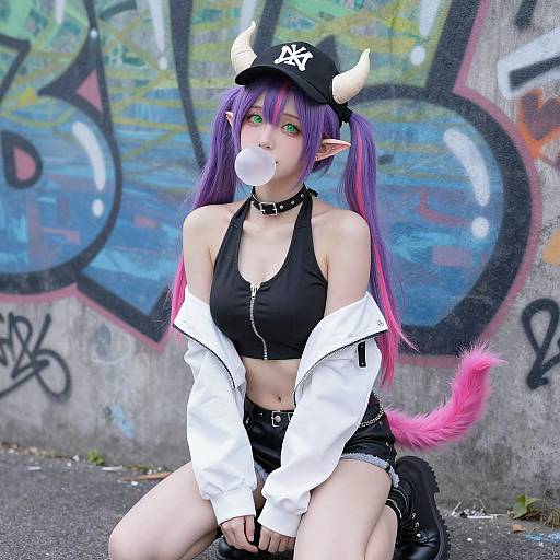 Colorful Anime Girl Outdoors