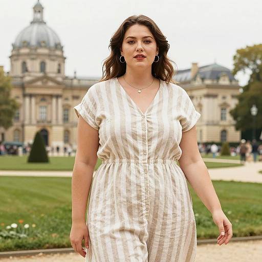 Chic Lanky Woman in Park Scene
