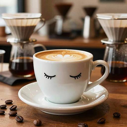 Realistic Sleepy Anthropomorphic Coffee Cup