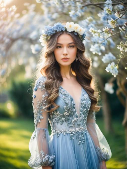 Elegant Fantasy Gown in Serene Garden