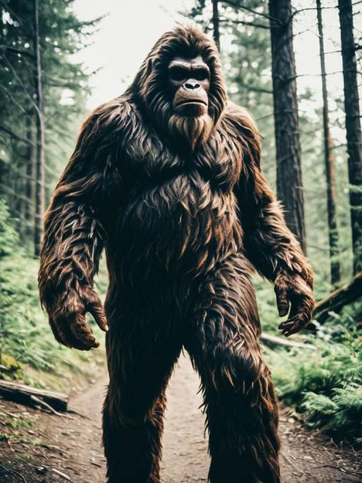 Man in Bigfoot Costume in Forest