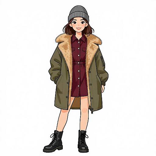 Urban Boho Woman in Stylish Winter Outfit