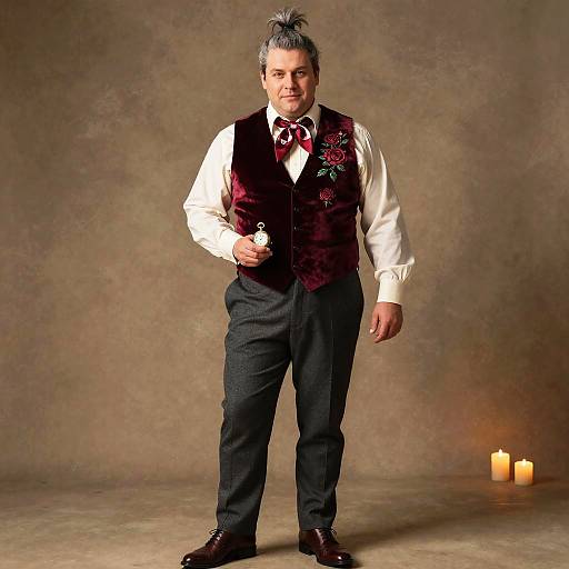 Scholarly Man in Velvet Waistcoat with Pocket Watch