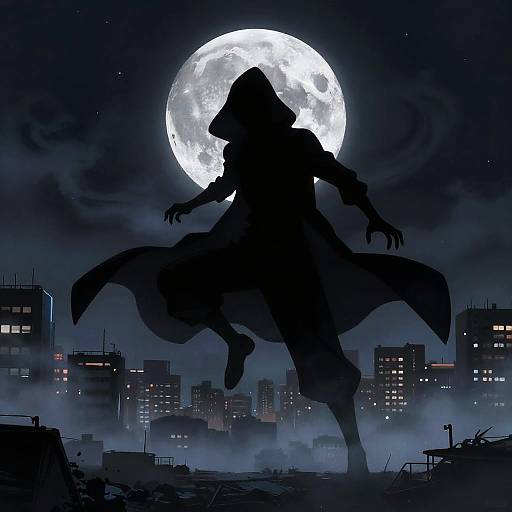 Shadowy Moon Thief in Nocturnal City