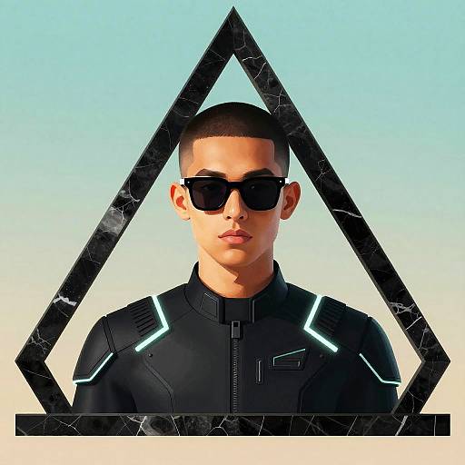 Futuristic Portrait in Triangular Frame