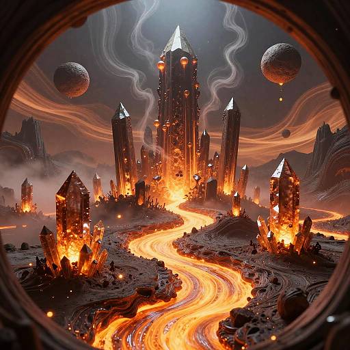 Molten Crystal Rivers and Basalt Spires