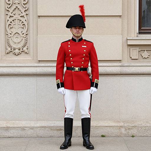 Man in Red Military Uniform with Sword