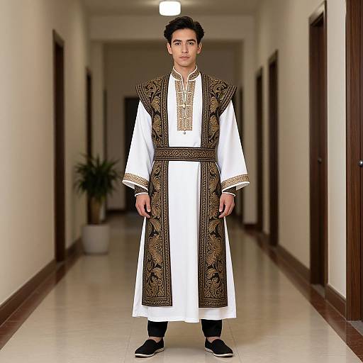 Traditional Fashion Costume in Hallway