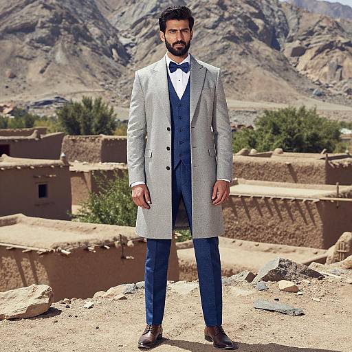 Man in Designer Jodhpuri Suit in Desert Village