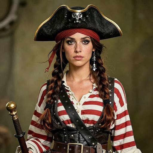 Braided Female Pirate with Hat