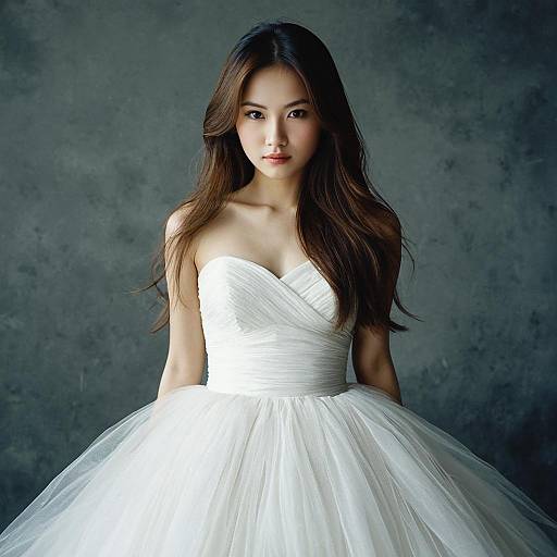Realistic Woman in a White Tulle Dress