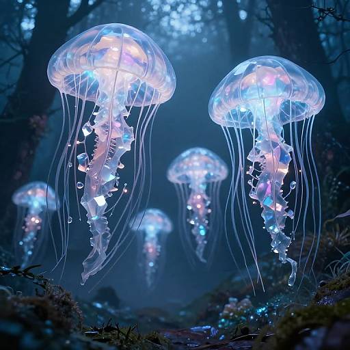 Mystical Crystalline Jellyfish Forest