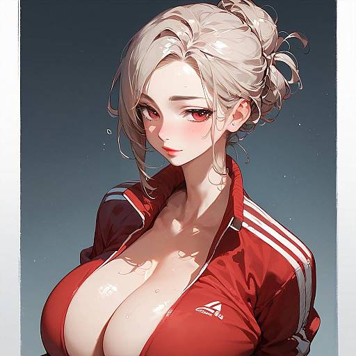 Red Track Jacket Anime Girl Portrait
