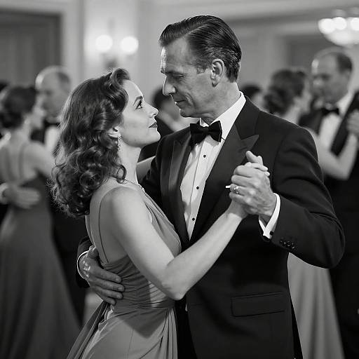 Elegant Ballroom Dance in Black and White