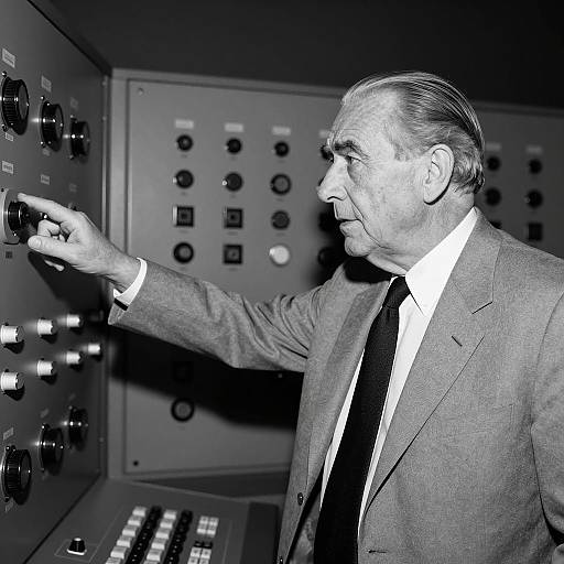 Film Noir: Elderly Inventor with Machine