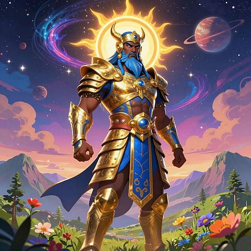 Ancient Cosmic Warrior in Radiant Armor