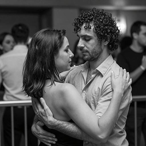 Couple Dancing Intimately in Black and White