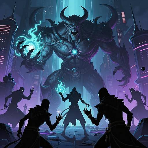 Shadowy Rogue Alchemists in Neon City