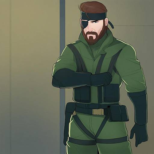 Illustration of Big boss, metal gear (series) in the style of Greenmarine