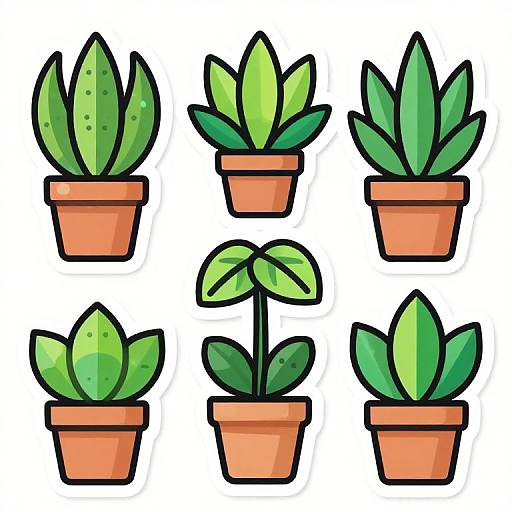 Kawaii Minimalist House Plant Stickers