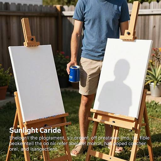 Sunny Backyard Painting Shadows Scene