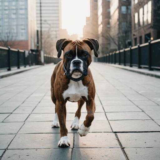 Boxer Dog Running on Urban Pavement