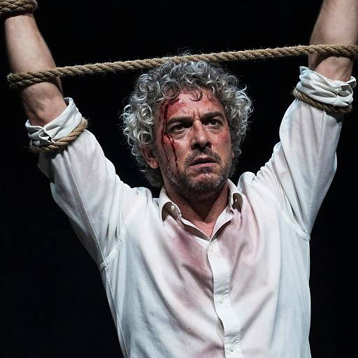 Dramatic Portrait of Bound Man