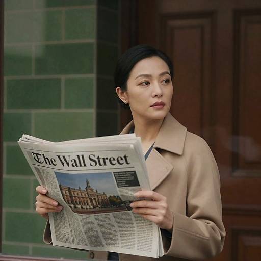 Woman Reading Newspaper Outdoors