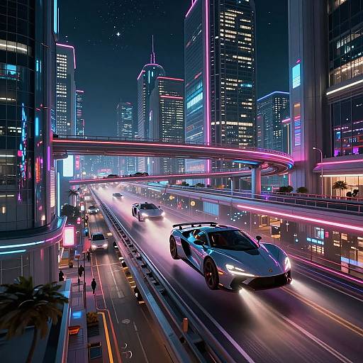 2050 Neon Flying Car Race