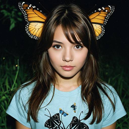 Young Woman with Butterfly Wings Illusion