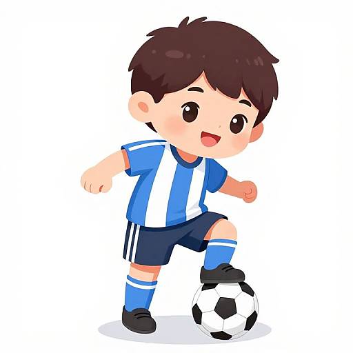 Cute Cartoon Soccer Boy Smiling