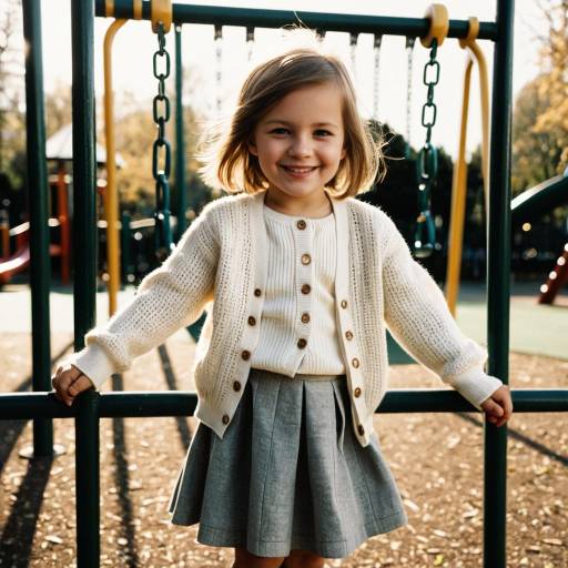 Smiling Toddler Girl at Playground Gate