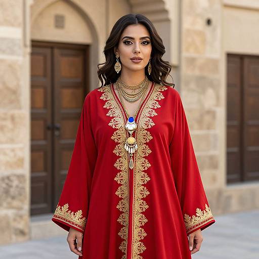 Elegant Woman in Moroccan Caftan