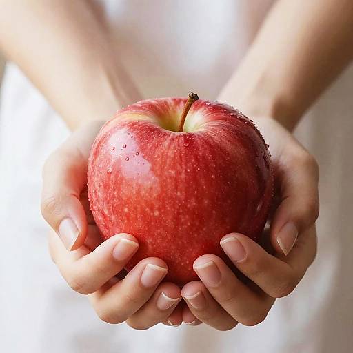 Hands Holding Shiny Red Apple