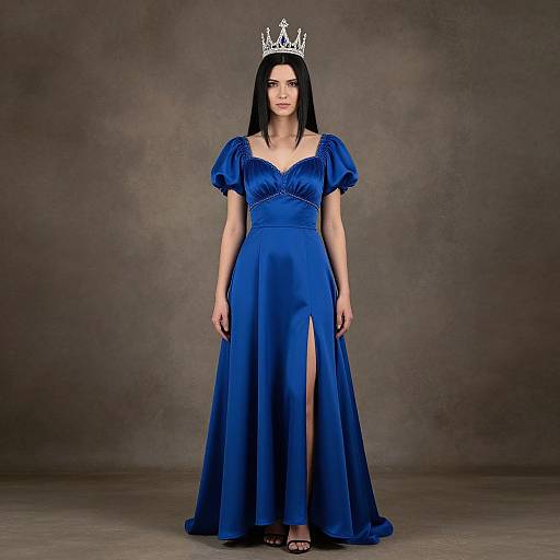 Woman in Blue Dress with Crown