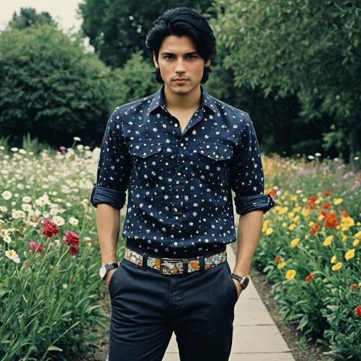 Stylish Man in Floral Shirt Outdoors