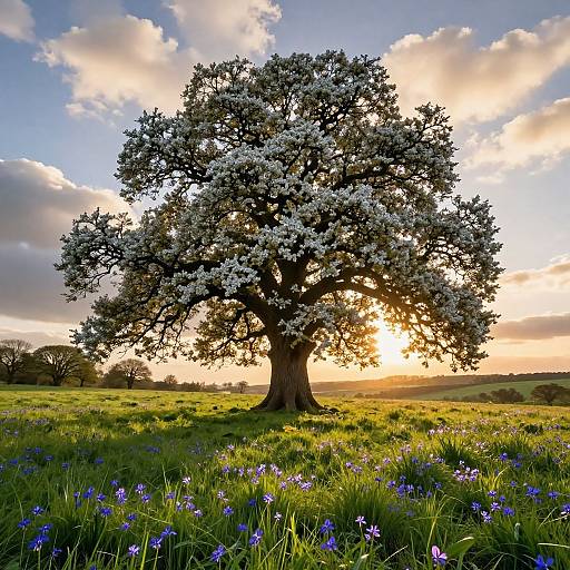 Majestic Oak Tree in Enchanting Meadow
