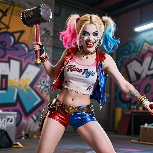 Harley Quinn in Urban Graffiti Setting