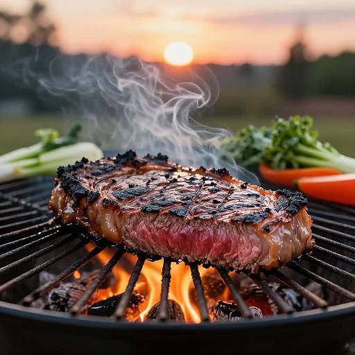 Juicy Grilled Steak at Sunset