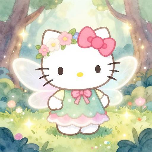 Hello Kitty as Fantasy Woodland Fairy