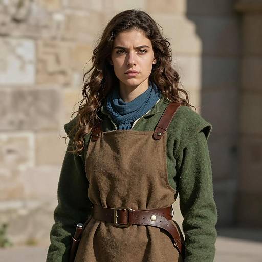 Young Woman in Medieval Costume Outdoors